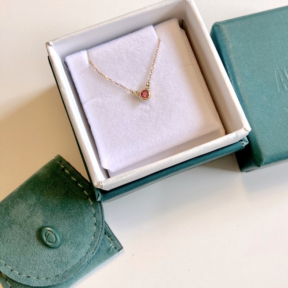 14k Gold & Pink Sapphire Pendant Necklace